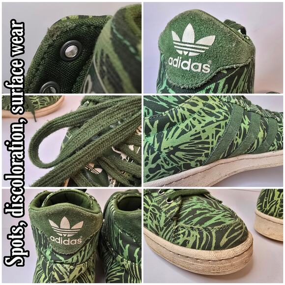 Adidas Jabbar Mid Top Sneakers Men\'s Size 12 Green Jungle Print D67390 main image 6